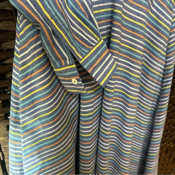 Tuckernuck striped maxi blue cotton & linen dress medium with pockets - Picture 4 of 7